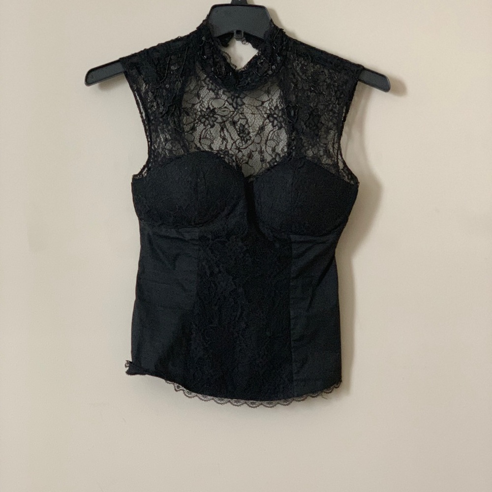 Laced black sleeveless top